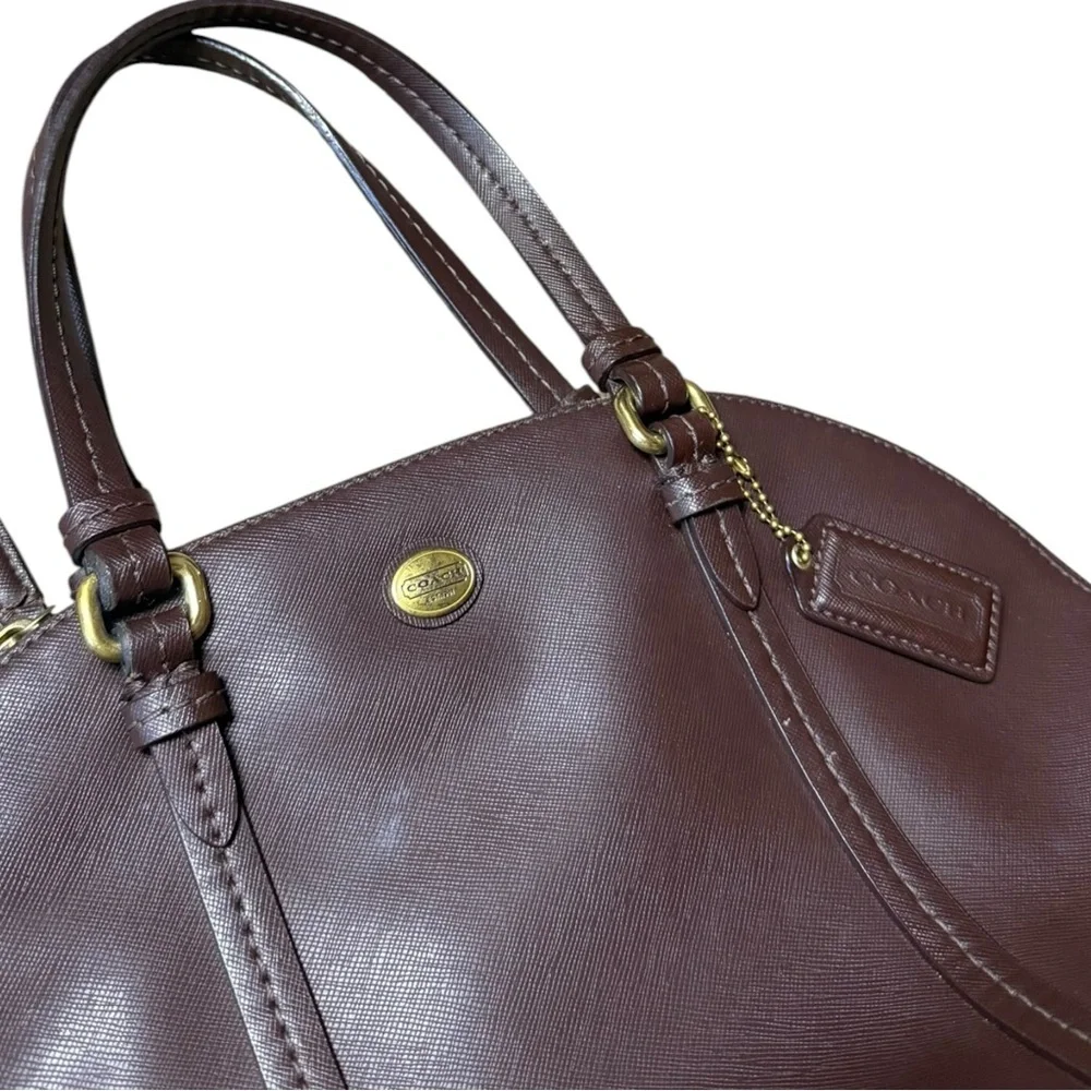 Coach Peyton Leather Cora Domed Satchel Purse